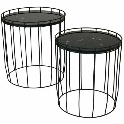 Charles Bentley Marble Effect Cage Side Table Set Black Basket Coffee Nesting Charles Bentley Marble Effect Cage Side Table Set Black Basket Coffee Nesting -CHARLES BENTLEY Shop 26300430 1