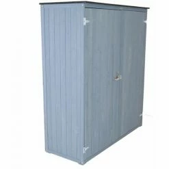 Charles Bentley FSC Garden Chest Storage Shed H155 X L55 X W138cm Grey Wooden