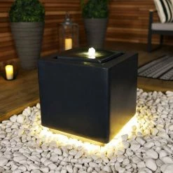 Charles Bentley Granite Cube Water Feature With LED Lights H39 X L38.5 X W38.5cm -CHARLES BENTLEY Shop 30807312 4