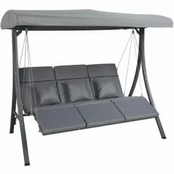 Charles Bentley 3 Seater Lounger Swing Chair For Garden Or Patio - Grey