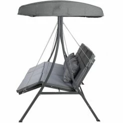 Charles Bentley 3 Seater Lounger Swing Chair For Garden Or Patio - Grey -CHARLES BENTLEY Shop 31572014 3