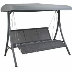 Charles Bentley 3 Seater Lounger Swing Chair For Garden Or Patio - Grey -CHARLES BENTLEY Shop 31572014 4