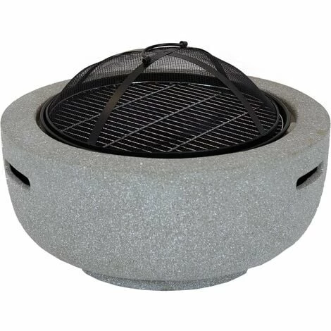 Charles Bentley 60cm Round Magnesia Fire Pit with Mesh Cover Cooking Grill Charles Bentley 60cm Round Magnesia Fire Pit With Mesh Cover Cooking Grill -CHARLES BENTLEY Shop 32378731 1