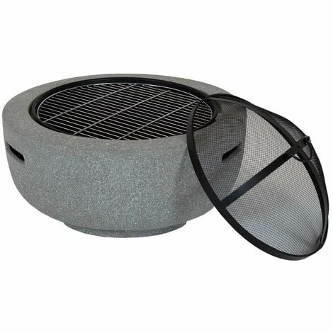 Charles Bentley 60cm Round Magnesia Fire Pit with Mesh Cover Cooking Grill Charles Bentley 60cm Round Magnesia Fire Pit With Mesh Cover Cooking Grill -CHARLES BENTLEY Shop 32378731 3