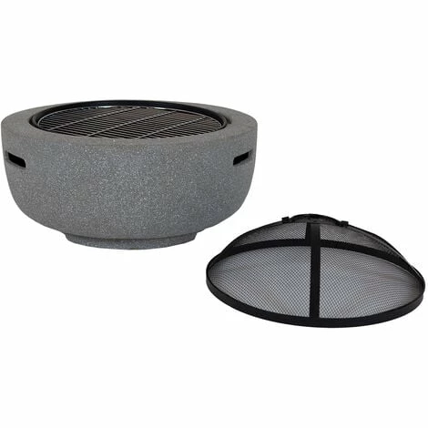 Charles Bentley 60cm Round Magnesia Fire Pit with Mesh Cover Cooking Grill Charles Bentley 60cm Round Magnesia Fire Pit With Mesh Cover Cooking Grill -CHARLES BENTLEY Shop 32378731 5