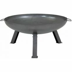 Charles Bentley Large 80cm Round Oil Finished Fire Pit Steel Outdoor Heating