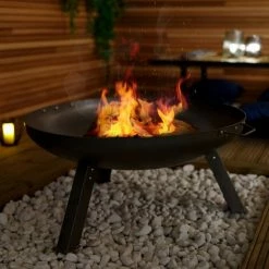 Charles Bentley Large 80cm Round Oil Finished Fire Pit Steel Outdoor Heating -CHARLES BENTLEY Shop 32394499 5