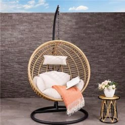 Charles Bentley Single Hanging Swing Chair H198 X Diameter 104cm Natural