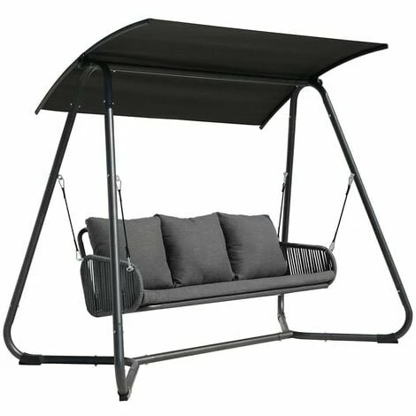 Charles Bentley 3 Seater Rope and Steel Garden Swing for Garden or Patio Grey Charles Bentley 3 Seater Rope And Steel Garden Swing For Garden Or Patio Grey -CHARLES BENTLEY Shop 32533349 1