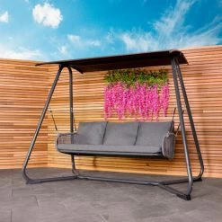 Charles Bentley 3 Seater Rope And Steel Garden Swing For Garden Or Patio Grey 6 Charles Bentley 3 Seater Rope And Steel Garden Swing For Garden Or Patio Grey -CHARLES BENTLEY Shop 32533349 5