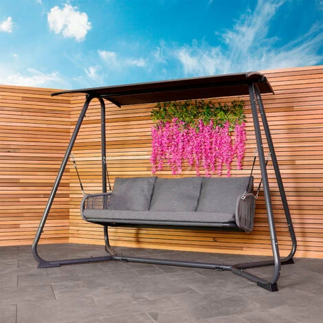 Charles Bentley 3 Seater Rope and Steel Garden Swing for Garden or Patio Grey Charles Bentley 3 Seater Rope And Steel Garden Swing For Garden Or Patio Grey -CHARLES BENTLEY Shop 32533349 5