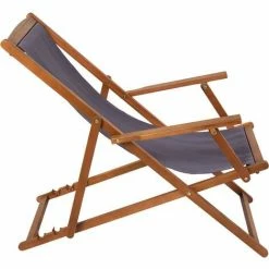 Charles Bentley Folding FSC Eucalyptus Wooden Deck Chair Beach Sun Lounger Grey -CHARLES BENTLEY Shop 33165046 3
