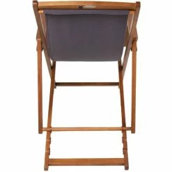 Charles Bentley Folding FSC Eucalyptus Wooden Deck Chair Beach Sun Lounger Grey -CHARLES BENTLEY Shop 33165046 4