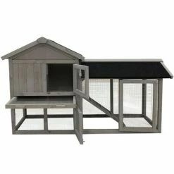 Charles Bentley Two Storey Guinea Pig / Pet Hutch With Run Grey