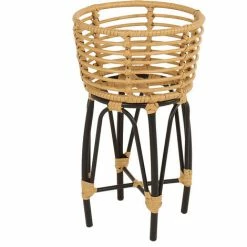 Charles Bentley Casablanca Plant Stand Medium Natural Black Rattan 50x30cm -CHARLES BENTLEY Shop 35105225 3