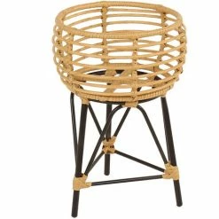 Charles Bentley Casablanca Tripod Plant Stand Natural Black Rattan 50x35cm -CHARLES BENTLEY Shop 35105520 3