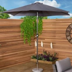 Charles Bentley Garden Metal Patio Garden Umbrella Parasol Crank & Tilt - Grey -CHARLES BENTLEY Shop 3610410 4