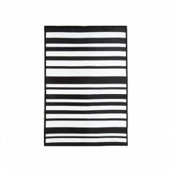 Charles Bentley Stripe Waterproof Rug Indoor/Outdoor Black 120x170cm