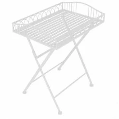 Charles Bentley Wrought Decorative Iron Garden Side Table - White