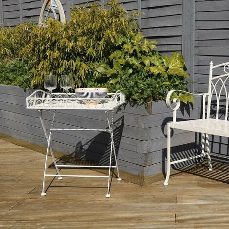 Charles Bentley Wrought Decorative Iron Garden Side Table - White Charles Bentley Wrought Decorative Iron Garden Side Table - White -CHARLES BENTLEY Shop 37143564 4