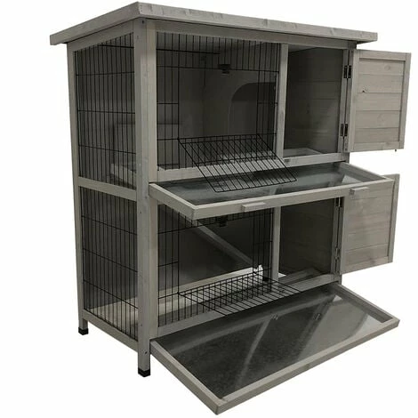 Charles Bentley FSC Two Storey Outdoor Pet Hutch with Tray Grey Charles Bentley FSC Two Storey Outdoor Pet Hutch With Tray Grey -CHARLES BENTLEY Shop 37143569 1