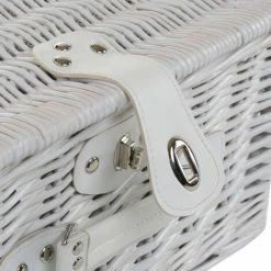 Charles Bentley 2 Person Wicker Picnic Basket White Leaf Print Hamper Plates -CHARLES BENTLEY Shop 37221216 3