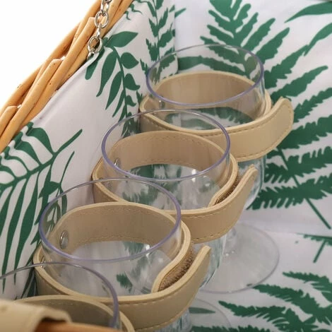 Charles Bentley 4 Person Wicker Picnic Basket Leaf Print Hamper Plates Glasses Charles Bentley 4 Person Wicker Picnic Basket Leaf Print Hamper Plates Glasses -CHARLES BENTLEY Shop 37221230 5