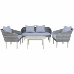 Charles Bentley Mixed Material Wicker Madrid Lounge Set Sofa Chairs Coffee Table