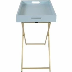 Charles Bentley Wooden Tray Top Butlers Gold Leg Side Table Duck Egg Blue -CHARLES BENTLEY Shop 37768185 2