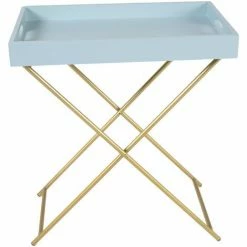 Charles Bentley Wooden Tray Top Butlers Gold Leg Side Table Duck Egg Blue -CHARLES BENTLEY Shop 37768185 3