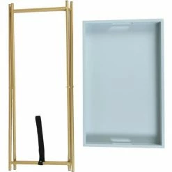Charles Bentley Wooden Tray Top Butlers Gold Leg Side Table Duck Egg Blue -CHARLES BENTLEY Shop 37768185 4