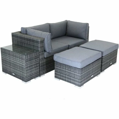 Charles Bentley 2/3 Seater Multi-Use Rattan Lounge Set Love Seat Footstool Grey Charles Bentley 2/3 Seater Multi-Use Rattan Lounge Set Love Seat Footstool Grey -CHARLES BENTLEY Shop 3857408 2