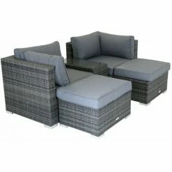 Charles Bentley 2/3 Seater Multi-Use Rattan Lounge Set Love Seat Footstool Grey 4 Charles Bentley 2/3 Seater Multi-Use Rattan Lounge Set Love Seat Footstool Grey -CHARLES BENTLEY Shop 3857408 3