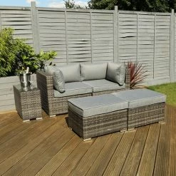 Charles Bentley 2/3 Seater Multi-Use Rattan Lounge Set Love Seat Footstool Grey 6 Charles Bentley 2/3 Seater Multi-Use Rattan Lounge Set Love Seat Footstool Grey -CHARLES BENTLEY Shop 3857408 5