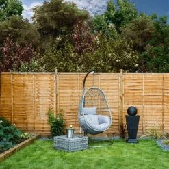 Charles Bentley Hanging Egg Shaped Rattan Swing Chair With Cushion - Grey -CHARLES BENTLEY Shop 3955474 5