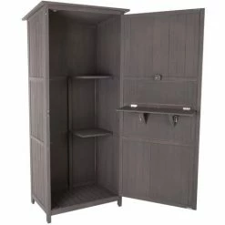 Charles Bentley FSC Wooden Storage Shed - Grey H190 X D56 X W86cm Tall Outdoor -CHARLES BENTLEY Shop 39668911 3