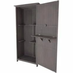 Charles Bentley FSC Wooden Storage Shed - Grey H190 X D56 X W86cm Tall Outdoor -CHARLES BENTLEY Shop 39668911 5