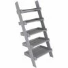 Charles Bentley FSC Slim Wooden Ladder Planter - Grey Tall 5 Shelves