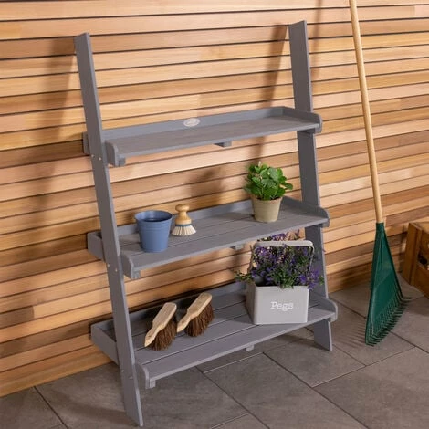 Charles Bentley FSC Wide Wooden Ladder Planter - Grey 3 Shelves Charles Bentley FSC Wide Wooden Ladder Planter - Grey 3 Shelves -CHARLES BENTLEY Shop 41377974 4
