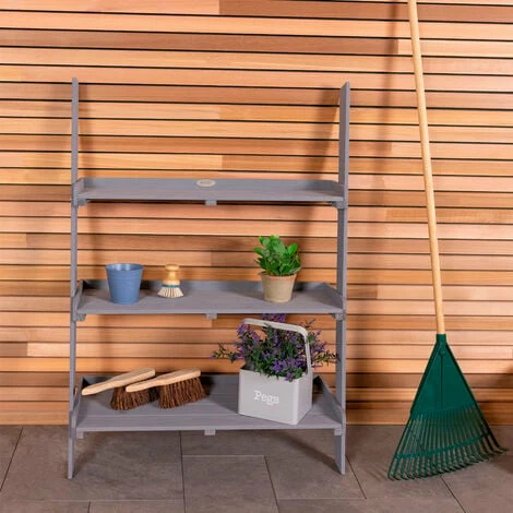 Charles Bentley FSC Wide Wooden Ladder Planter - Grey 3 Shelves Charles Bentley FSC Wide Wooden Ladder Planter - Grey 3 Shelves -CHARLES BENTLEY Shop 41377974 5