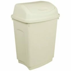 Charles Bentley 50 Litre Flip Top Rubbish Waste Kitchen Bin - Cream