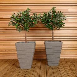 Charles Bentley Pair Of Tall Trojan Square Granite Planters (Dia. 40cm) Pots -CHARLES BENTLEY Shop 59234255 5