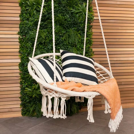 Charles Bentley Cotton Woven Hanging Swing Chair / Hammock in Beige Charles Bentley Cotton Woven Hanging Swing Chair / Hammock In Beige -CHARLES BENTLEY Shop 59470706 1