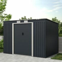 Charles Bentley Metal Galvanised Steel Shed 8.6ft X 6ft