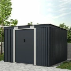 Charles Bentley Metal Galvanised Steel Shed 8.6ft X 8ft