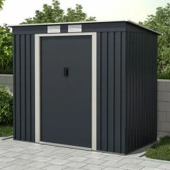 Charles Bentley Metal Galvanised Steel Shed 6.6ft X 4ft