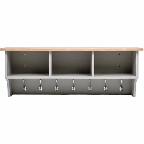 CHARLES BENTLEY Charnwood Floating Storage Shelf with Metal Hooks and Three Storage Cubbies CHARLES BENTLEY Charnwood Floating Storage Shelf With Metal Hooks And Three Storage Cubbies -CHARLES BENTLEY Shop 71338399 1