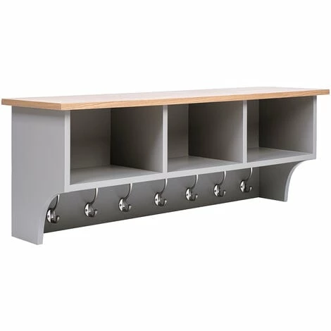 CHARLES BENTLEY Charnwood Floating Storage Shelf with Metal Hooks and Three Storage Cubbies CHARLES BENTLEY Charnwood Floating Storage Shelf With Metal Hooks And Three Storage Cubbies -CHARLES BENTLEY Shop 71338399 2
