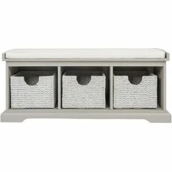 CHARLES BENTLEY Charnwood Hallway Bench With Three Removable Storage Baskets And Removable Seat