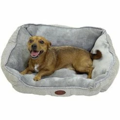 Charles Bentley Small Grey Plush Soft Furry Washable Dog Cat Pet Bed